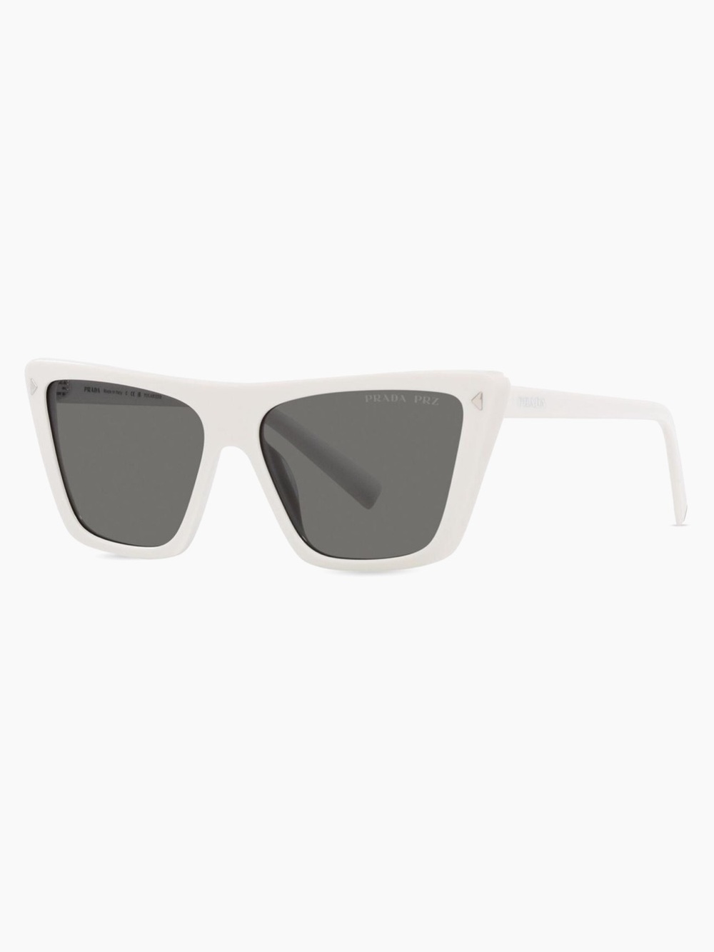 Prada White Cat-Eye Sunglasses with Dark Lenses